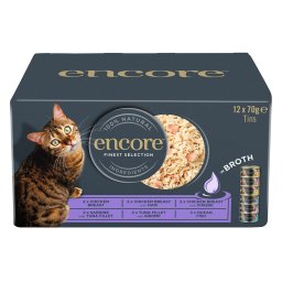 24x70g Encore blikje in bouillon Fijnste Selection Multipack natvoer voor katten