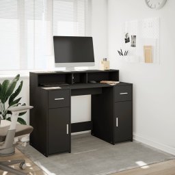 vidaXL Bureau met LED-verlichting 120x55x91 cm bewerkt hout zwart