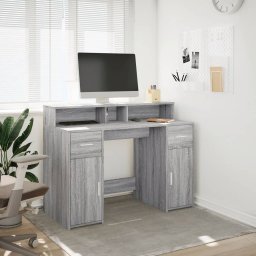 vidaXL Bureau met LED-verlichting 120x55x91 cm hout grijs sonoma eiken