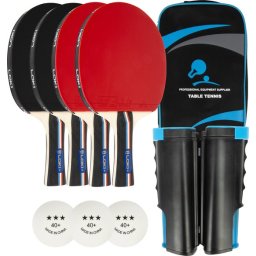 Professionele tafeltennis set - 2 Tafeltennisbatjes - 3 Balletjes - Pingpong net - Opberghoes met ri
