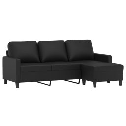 vidaXL Driezitsbank met voetenbank 180 cm kunstleer zwart