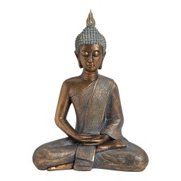 Buddha in goud van poly, B31 x D17 x H43 cm