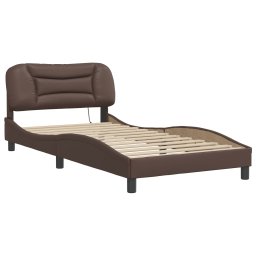 vidaXL Bedframe met LED zonder matras "Hvar" bruin 100x200 cm