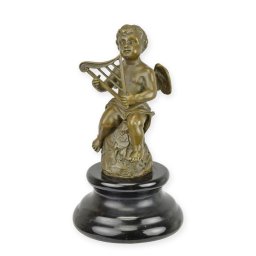 A BRONZE SCULPTURE OF AN ANGEL