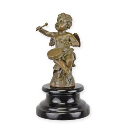 A BRONZE SCULPTURE OF AN ANGEL
