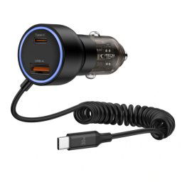 TechProtection CC10 2 Poort USB-C En USB-A Autolader Met Kabel