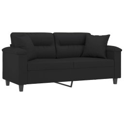 vidaXL Tweezitsbank met kussens 140 cm microvezelstof zwart