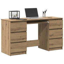 vidaXL Bureau 140x50x77 cm bewerkt hout artisanaal eikenkleur