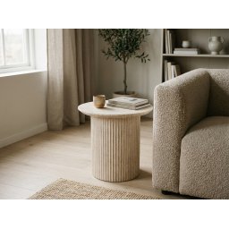 Ronde salontafel LARUSSO 50 cm travertijn