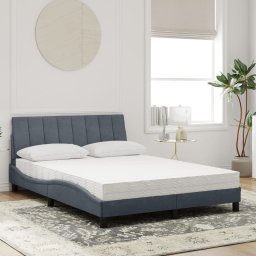 vidaXL Bed met matras "Hanko" fluweel donkergrijs 140x200 cm