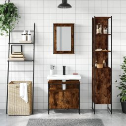 vidaXL 3-delige Badkamermeubelset bewerkt hout gerookt eikenkleurig