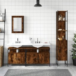 vidaXL 4-delige Badkamermeubelset bewerkt hout gerookt eikenkleurig