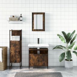 vidaXL 3-delige Badkamermeubelset bewerkt hout gerookt eikenkleurig