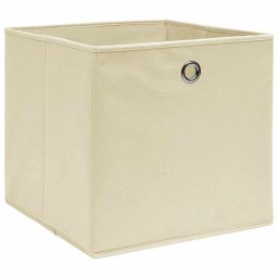 vidaXL Opbergboxen 4 st 28x28x28 cm nonwoven stof crèmekleurig