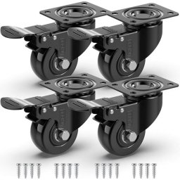 GBL® 4 x Zwenkwielen 50mm met Schroeven - Zwenkwielen Zwaar Rubberen Zwenkwielen voor Meubels - Wiel