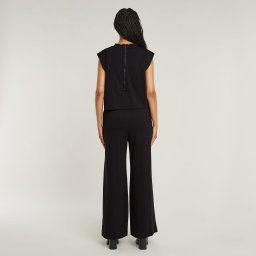 Double Layer Wide Leg Jumpsuit - Beige - Dames