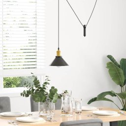 vidaXL Hanglamp in hoogte verstelbaar E27 Ø22 cm metaal glanzend zwart