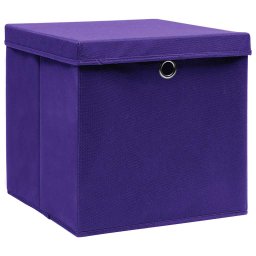 vidaXL Opbergboxen met deksel 10 st 32x32x32 cm stof paars