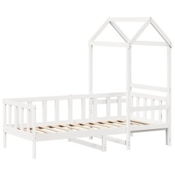 vidaXL Slaapbank met bedhuis 80x200 cm massief grenenhout wit