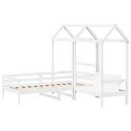 vidaXL Kinderbed met huisje en bankje massief grenenhout wit 80x200 cm