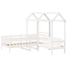 vidaXL Kinderbed met huisje en bankje massief grenenhout wit 80x200 cm