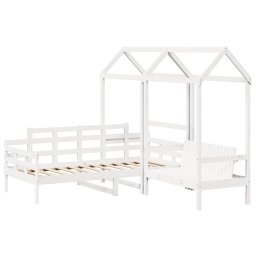 vidaXL Kinderbed met huisje en bankje massief grenenhout wit 80x200 cm