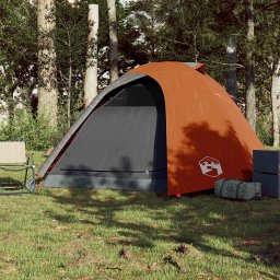 vidaXL Koepeltent 4-persoons waterdicht grijs en oranje