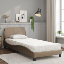 vidaXL Bed met matras "Dover" kunstleer cappuccinokleurig 90x200 cm