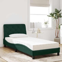 vidaXL Bed met matras fluweel donkergroen 90x200 cm