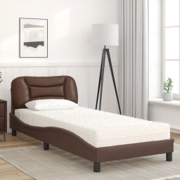 vidaXL Bed met matras "Hvar" kunstleer bruin 90x200 cm