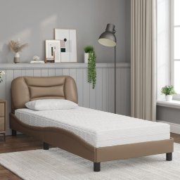 vidaXL Bed met matras "Hvar" kunstleer cappuccinokleurig 90x200 cm