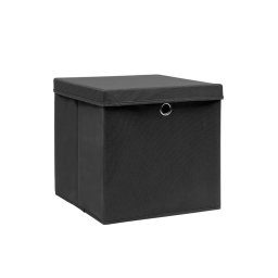 vidaXL Opbergboxen met deksel 4 st 28x28x28 cm zwart