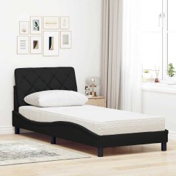 vidaXL Bed met matras stof zwart 90x200 cm