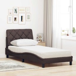 vidaXL Bed met matras stof donkerbruin 90x200 cm