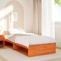 vidaXL Slaapbank met matras 90x200 cm massief grenenhout wasbruin