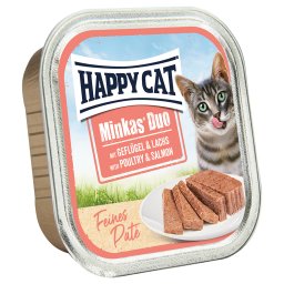 16x100g Happy Cat Minkas Duo Morsels op Patéschaaltjes Gevogelte & Zalm nat kattenvoer