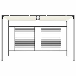 vidaXL Prieel met uittrekbaar dak 180 g/m² 3x4x2,3 m crèmekleurig