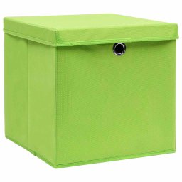 vidaXL Opbergboxen met deksel 4 st 32x32x32 cm stof groen