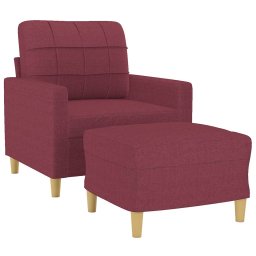 vidaXL Fauteuil met voetenbank 60 cm stof wijnrood