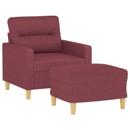vidaXL Fauteuil met voetenbank 60 cm stof wijnrood