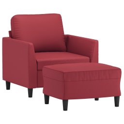 vidaXL Fauteuil met voetenbank 60 cm kunstleer wijnrood