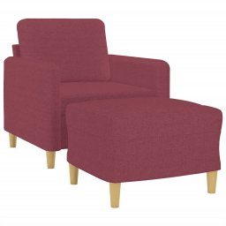 vidaXL Fauteuil met voetenbank 60 cm stof wijnrood