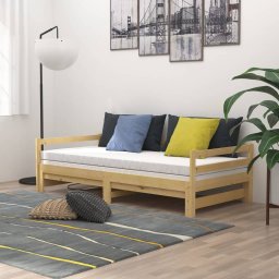 vidaXL Slaapbank uitschuifbaar massief grenenhout 2x(90x200) cm