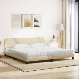 vidaXL Bed met matras "Dover" stof crèmekleurig 200x200 cm