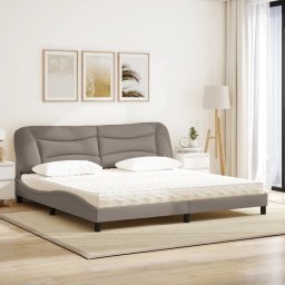 vidaXL Bed met matras "Hvar" stof taupe 200x200 cm