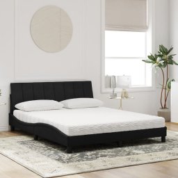 vidaXL Bed met matras "Hanko" fluweel zwart 160x200 cm