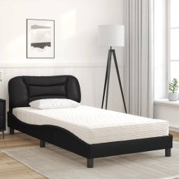 vidaXL Bed met matras "Hvar" kunstleer zwart 100x200 cm