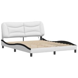 vidaXL Bedframe met LED zonder matras "Hvar" wit en zwart 160x200 cm