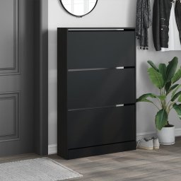 vidaXL Schoenenkast 80x21x125,5 cm bewerkt hout zwart