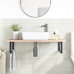 vidaXL Badkamer wandschap staal en massief eikenhout